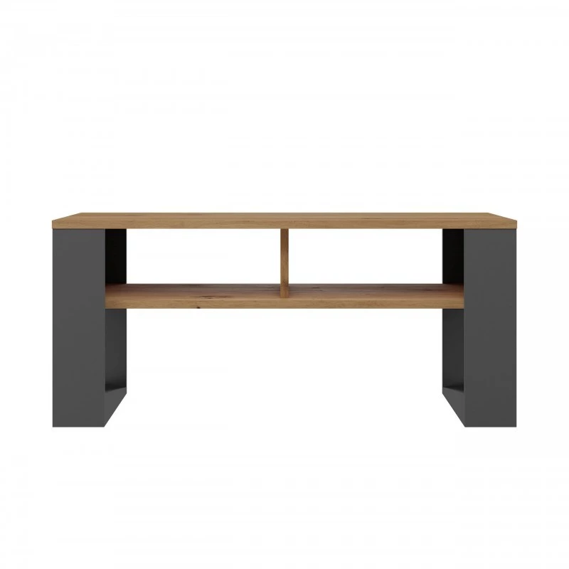 Mesa de centro top e shop Modern 90×58×50 cm, estructura antracita, estantes en roble Artisan mate