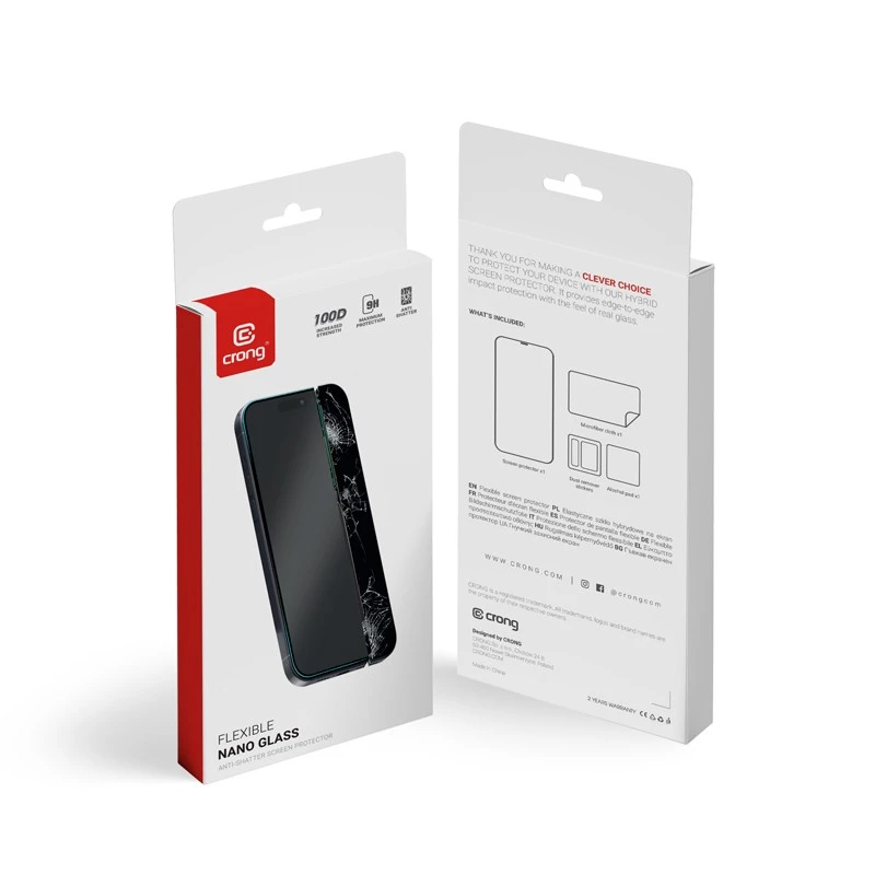 Crong Unbreakable Hybrid Glass Protector de pantalla para iPhone 16 Pro — resistente a arañazos, irrompible