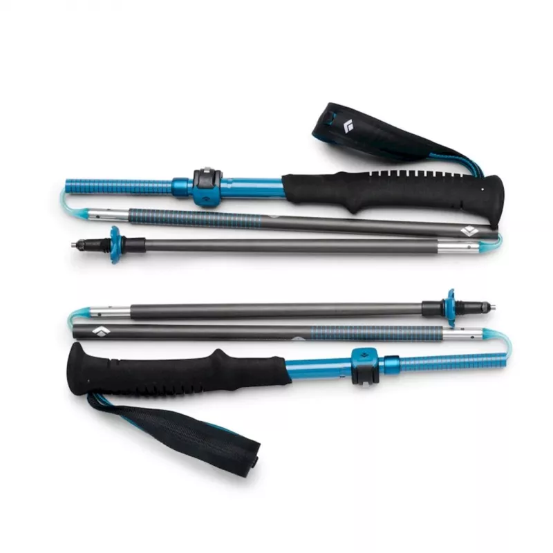 Black Diamond Distance Carbon FLZ bastones de trekking, plegables, 125-140 cm, 308 g, 1 par, antracita/azul