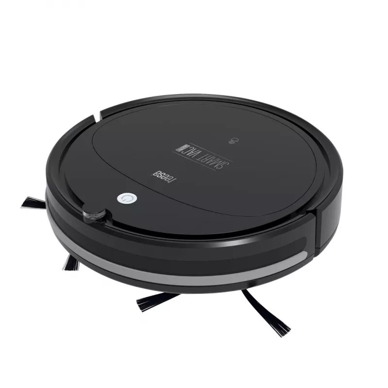 Robot aspirador TEESA Smart VAC 2 — redondo, negro, potencia de succión 1000 Pa, batería Li 9,6 V/2000 mAh, depósito de polvo 0,2 l, WLAN, retorno automático