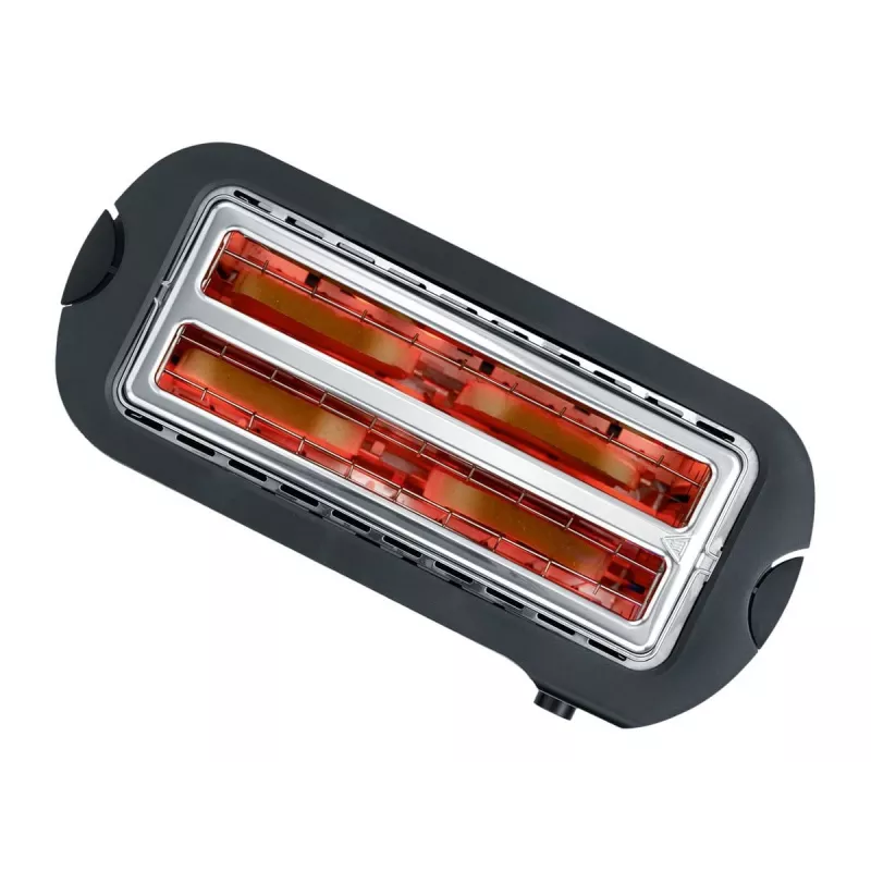 Tostador automático de ranura larga AT 2590 (acero inoxidable/negro, 1.400 vatios, para 4 rebanadas de pan)