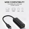 Adaptador Ethernet Aukey CB-A30 USB‑C a Gigabit RJ45 10/100/1000 Mbps, USB 3.0, aluminio, indicadores LED
