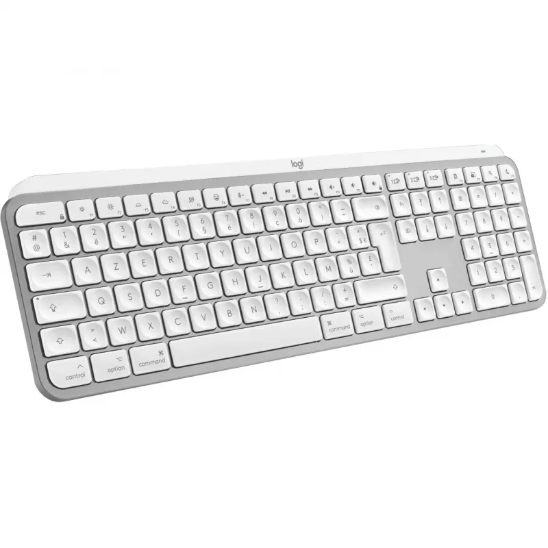 Logitech Master Series MX Keys S para Mac - Teclado - Formato completo - retroiluminado - inalámbrico - Bluetooth LE - AZERTY - Francés - Gris claro (920-011626)