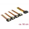 Cable SATA DeLOCK 60158 0,5m SATA 15 pines 4 x SATA 15 pines multicolor