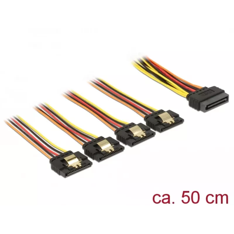 Cable SATA DeLOCK 60158 0,5m SATA 15 pines 4 x SATA 15 pines multicolor