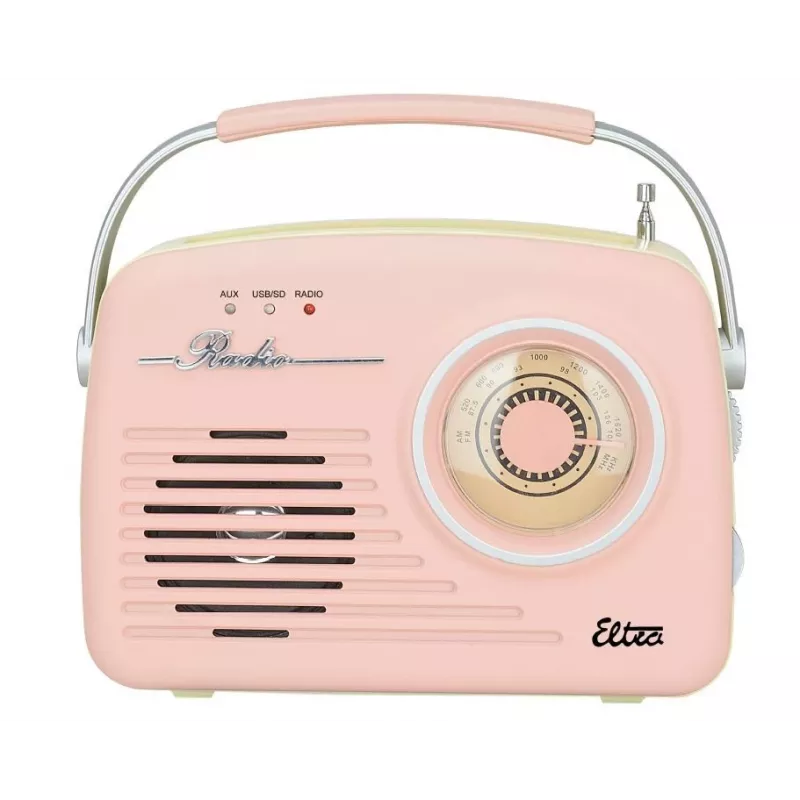 Radio de mesa retro Eltra LUIZA RETRO SP-11 con MP3, USB y soporte para tarjetas SD, rosa