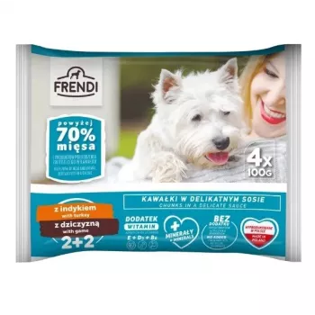 Comida húmeda para perros en sobre Frendi 4x100g — pavo y caza