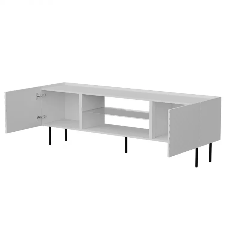 Mueble TV cama meble LUCCA 180x40x59 cm — tapa de aglomerado blanca, cuerpo blanco