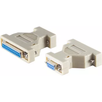 Adaptador Sub-D ShiverPeaks 9 polos a 25 polos – cambiador de género para conexión de dispositivos RS-232
