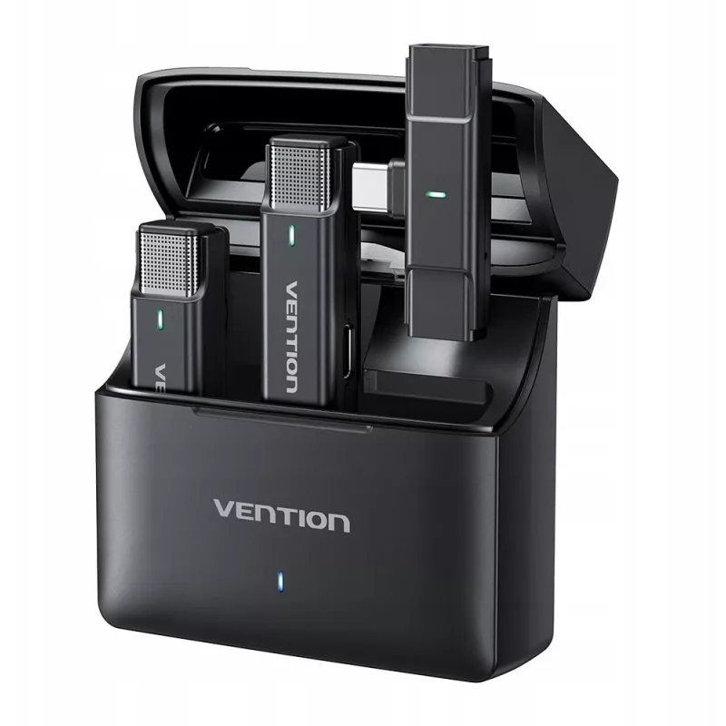Set de 2 micrófonos USB-C Vention + estuche de carga