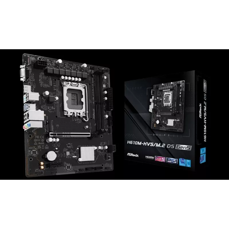 Placa base ASRock H610M-HVS/M.2 D5 GEN5 — LGA1700, DDR5, PCIe 5.0, mATX