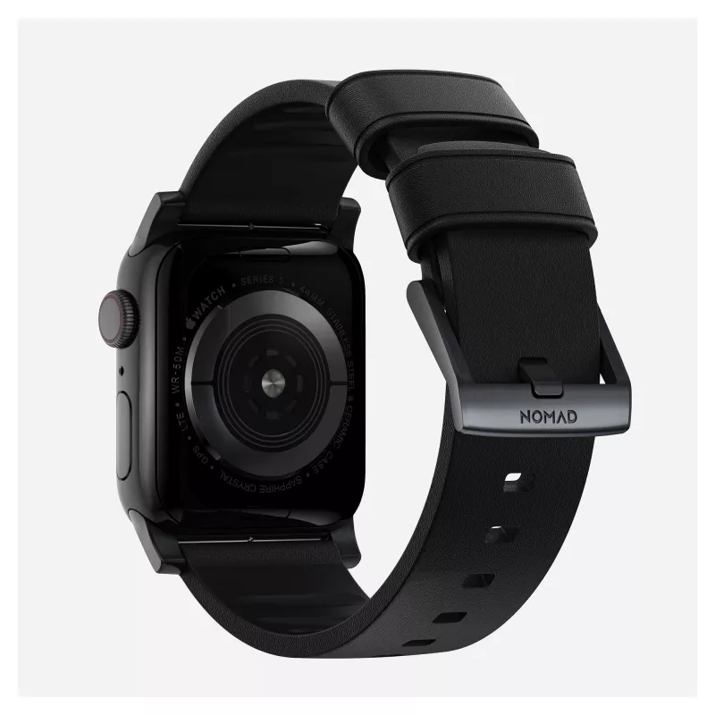 Correa Nomad Modern Strap negra de cuero activo con conector negro 42/44/45/49 ProV2