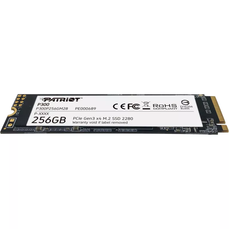 SSD M.2 NVMe PATRIOT P300 256GB — M.2 2280, lectura 1700 MB/s, escritura 1100 MB/s
