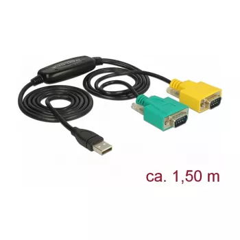 Cable serie DeLOCK 63466 USB Type-A DB-9 1,5 m negro verde amarillo