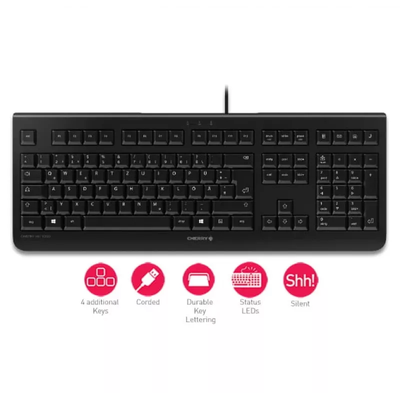 CHERRY KC 1000 teclado Home USB distribución suiza negro