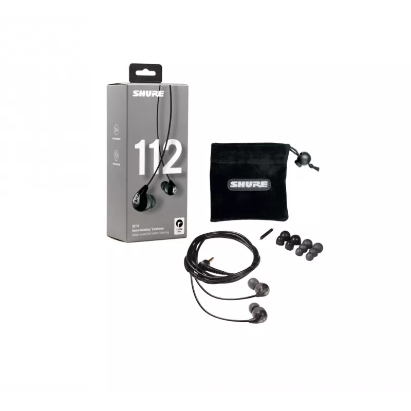 Auriculares in-ear con cable Shure SE112-GR para llamadas/música, negro, gris