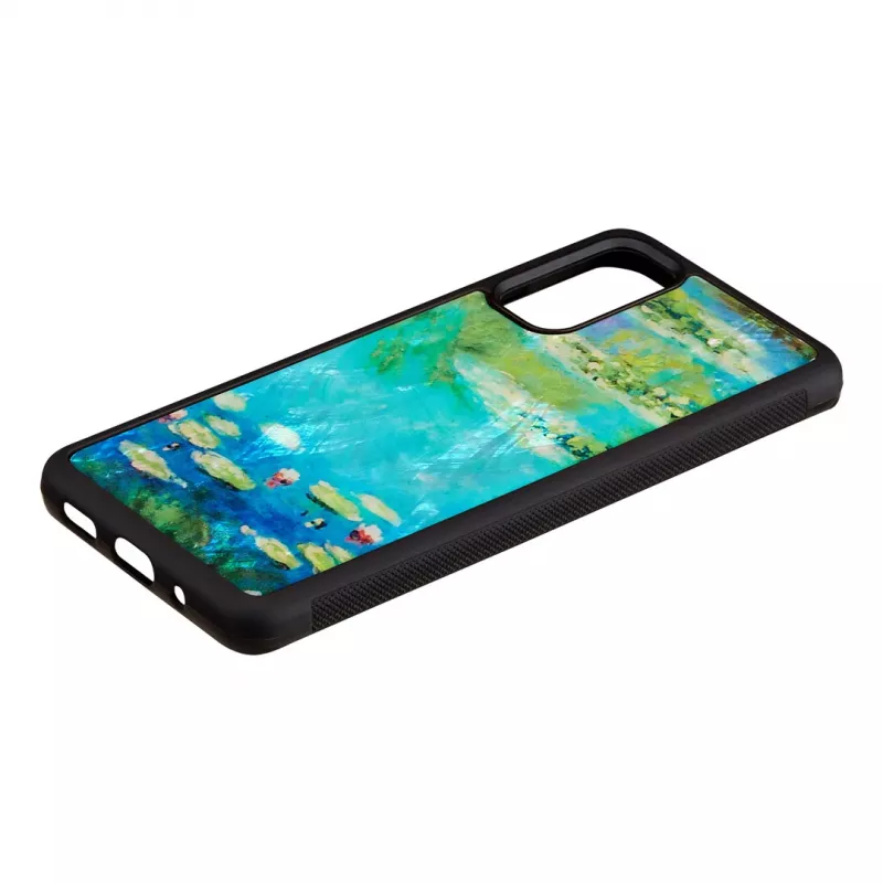 Funda protectora iKins para Samsung Galaxy S20 — diseño negro Water Lilies