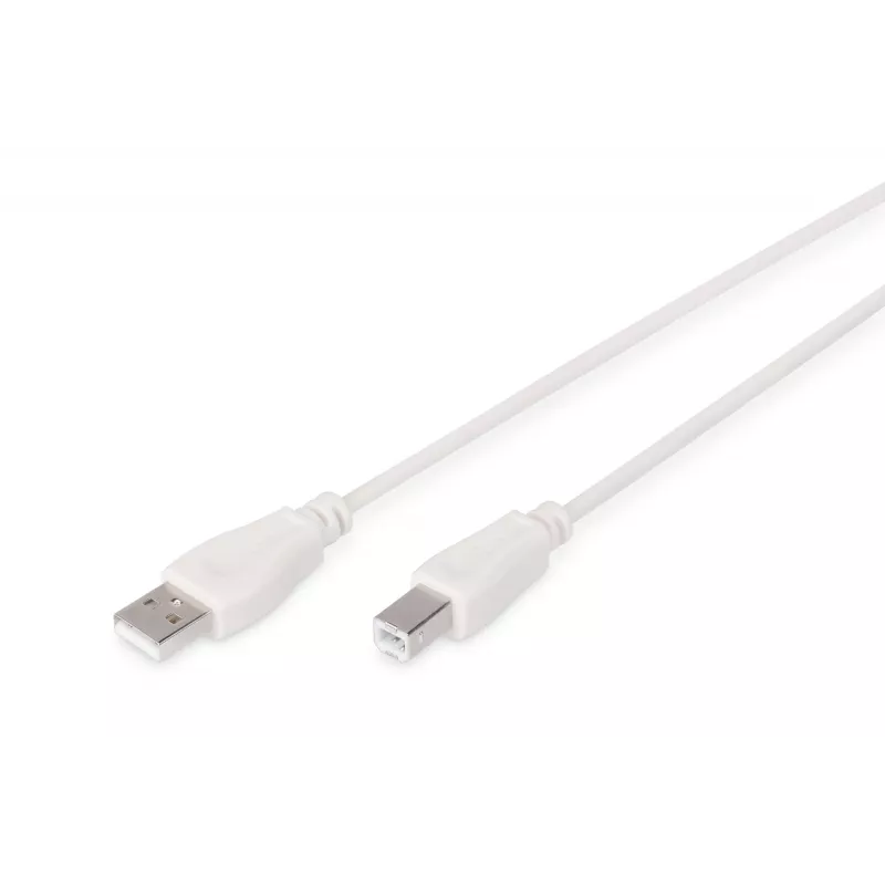 Cable de conexión USB Assmann, Type-A - B M/M, 3,0 m, compatible con USB 2.0, UL, beige (AK-300102-030-E)
