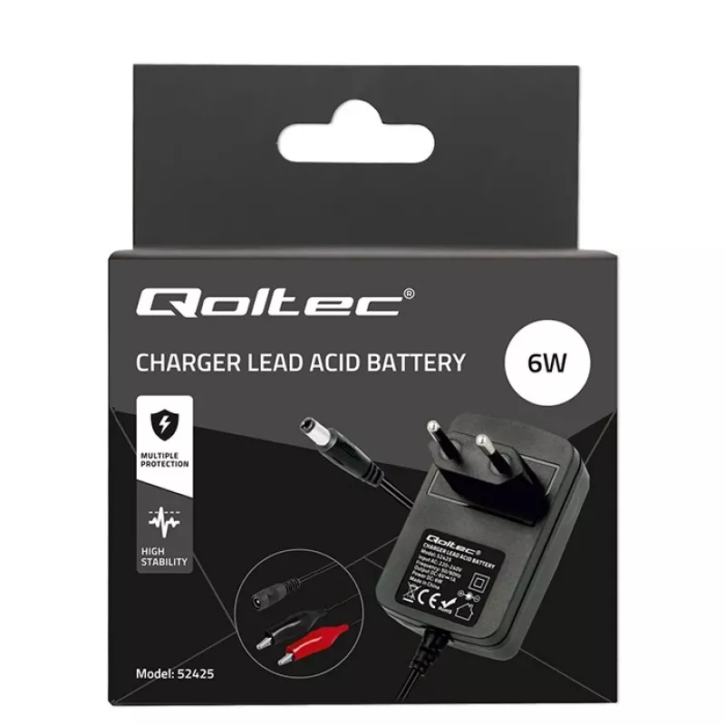 Cargador de baterías QOLTEC Charger AGM GEL STD 6V 1A para baterías de plomo-ácido de 6V, AGM y gel