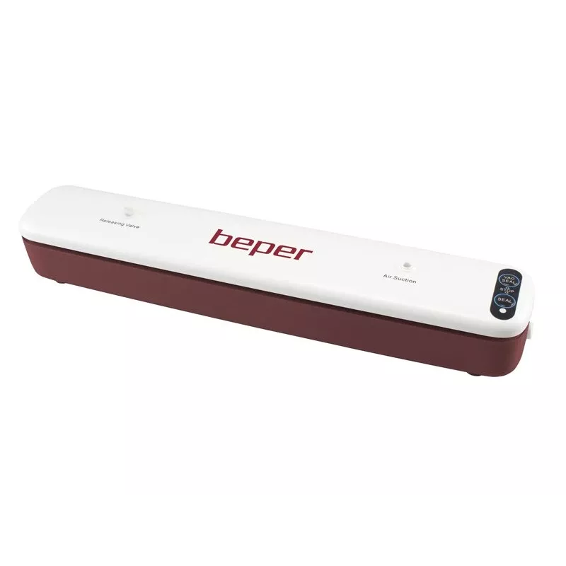 Beper P102CON001 envasadora al vacío, 85 W, bolsas de hasta 30 cm, 5 bolsas de 25x30 cm incluidas, blanco/rojo