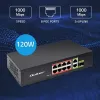 Switch Ethernet QOLTEC 52297 PoE RJ45 con uplink PoE y puerto SFP