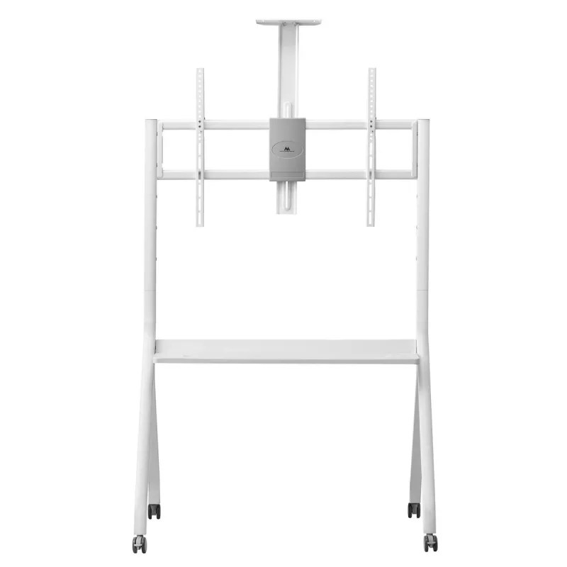 Soporte de TV de suelo MACLEAN MC-114 W para pantallas 55 inch–100 inch, blanco, VESA hasta 900x600, carga máxima 120 kg, altura 115–152 cm, estante