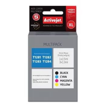Activejet AEB-1285N tinta (sustituto de Epson T1281, T1282, T1283, T1284; Supreme; 1 x 15 ml, 3 x 13 ml; negro, magenta, cian, amarillo)