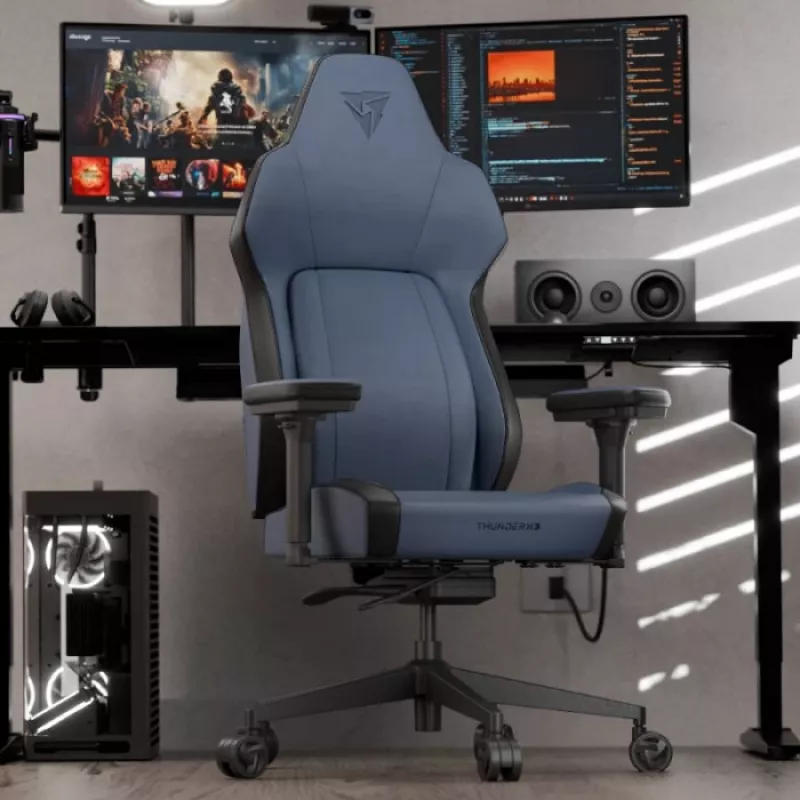 Silla gaming Thunder X3 TEGC-2071101.B1 — ergonómica, azul moderna, altura ajustable e inclinable