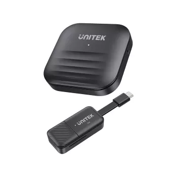 Extensor AV Unitek V1184A01 — transmisor y receptor AV, 1920×1080, hasta 50 m, USB-C, cable HDMI/USB incluido