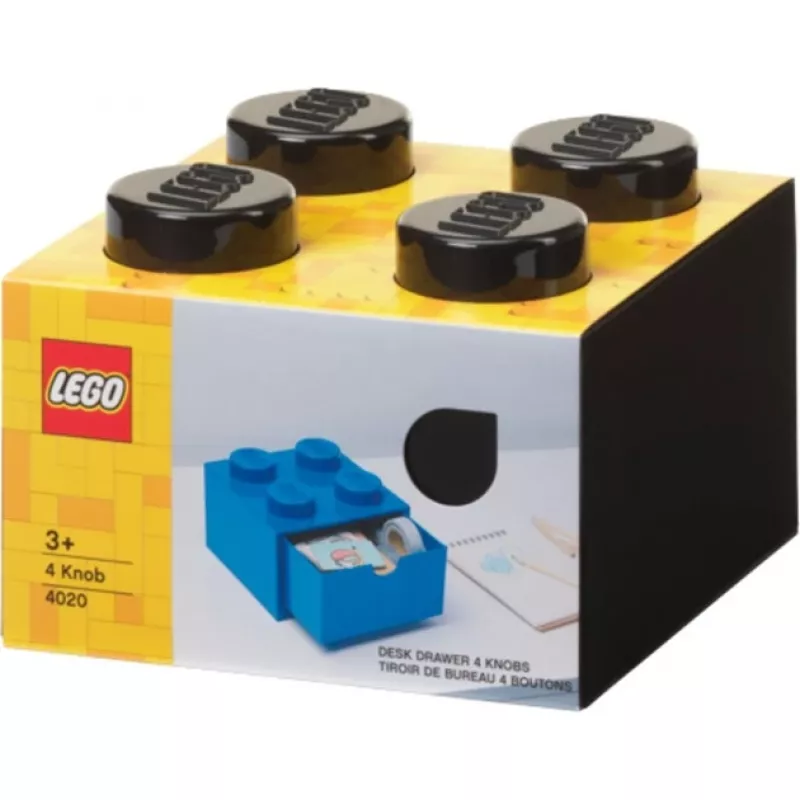 LEGO Cajón de escritorio 4, caja de almacenamiento negra, con studs