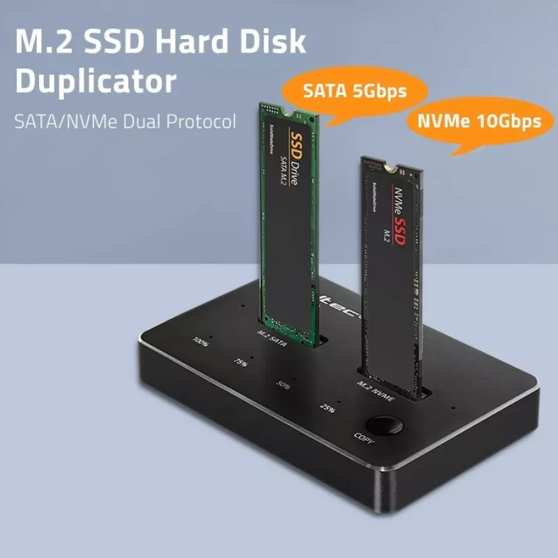 Qoltec 52274 Base de acoplamiento para SSD M.2 | NVMe | SATA | USB-C | DUAL 2 x 2TB
