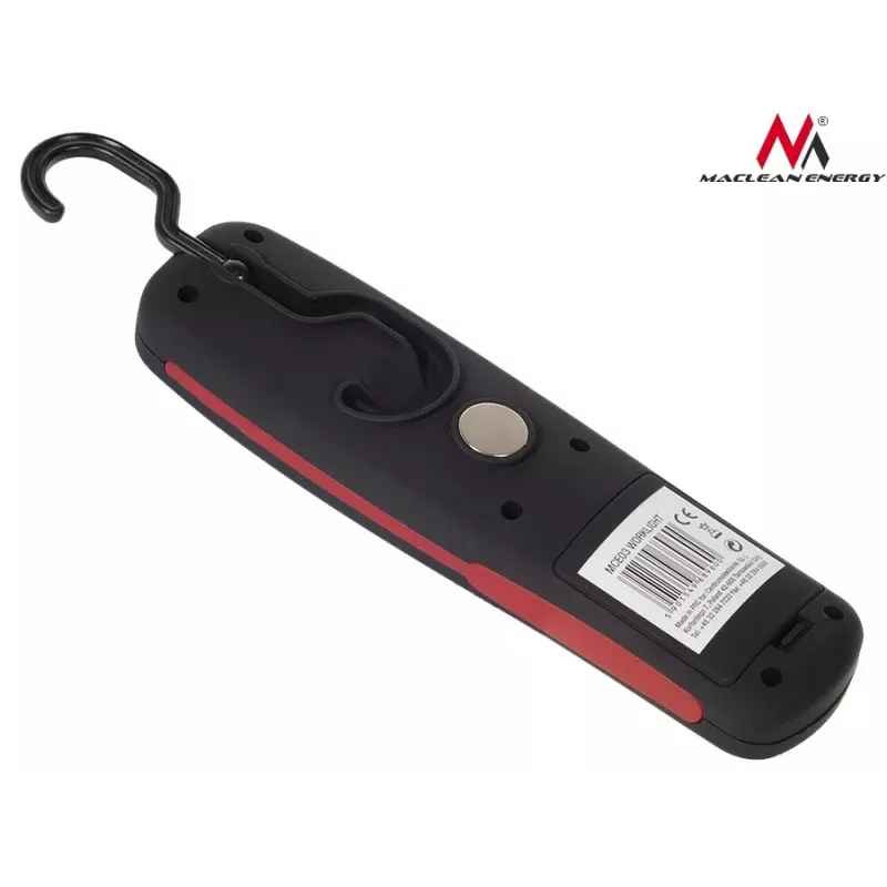 Lámpara de taller MACLEAN MCE03 — 24 LEDs, base magnética y gancho, a pilas (3×AAA)