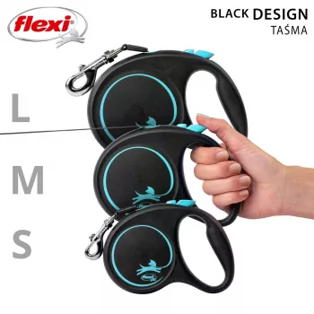 Flexi Correa automática negro diseño S 5 m, azul