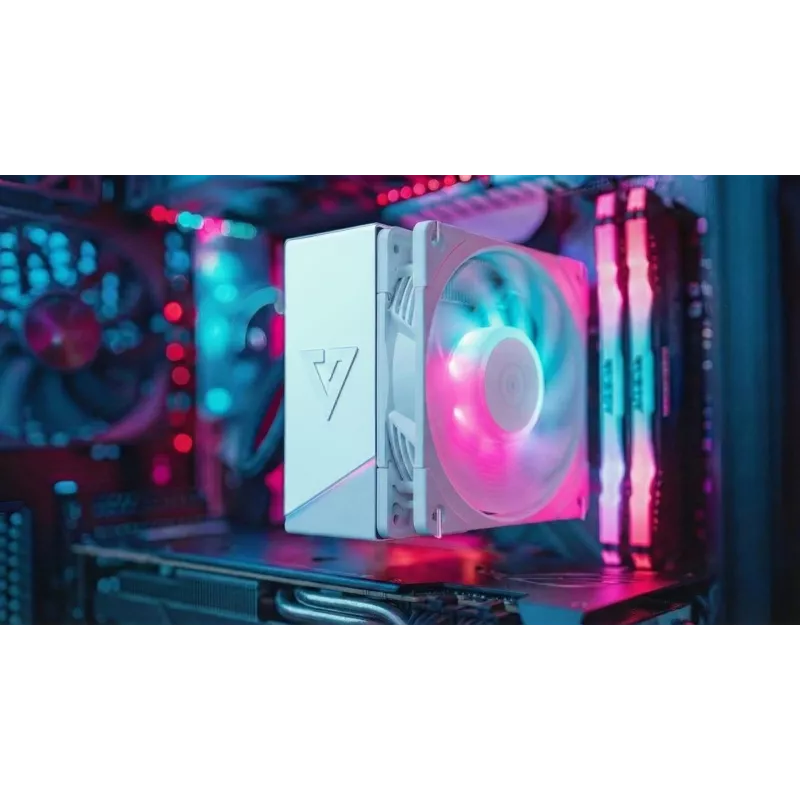 Disipador de CPU por aire MODECOM Volcano 0C T721 ARGB 120 blanco, single-tower, ventilador de 120 mm