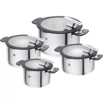 ZWILLING SIMPLIFY 66870-004-0 set de ollas acero inoxidable 4 pzas. plata negro