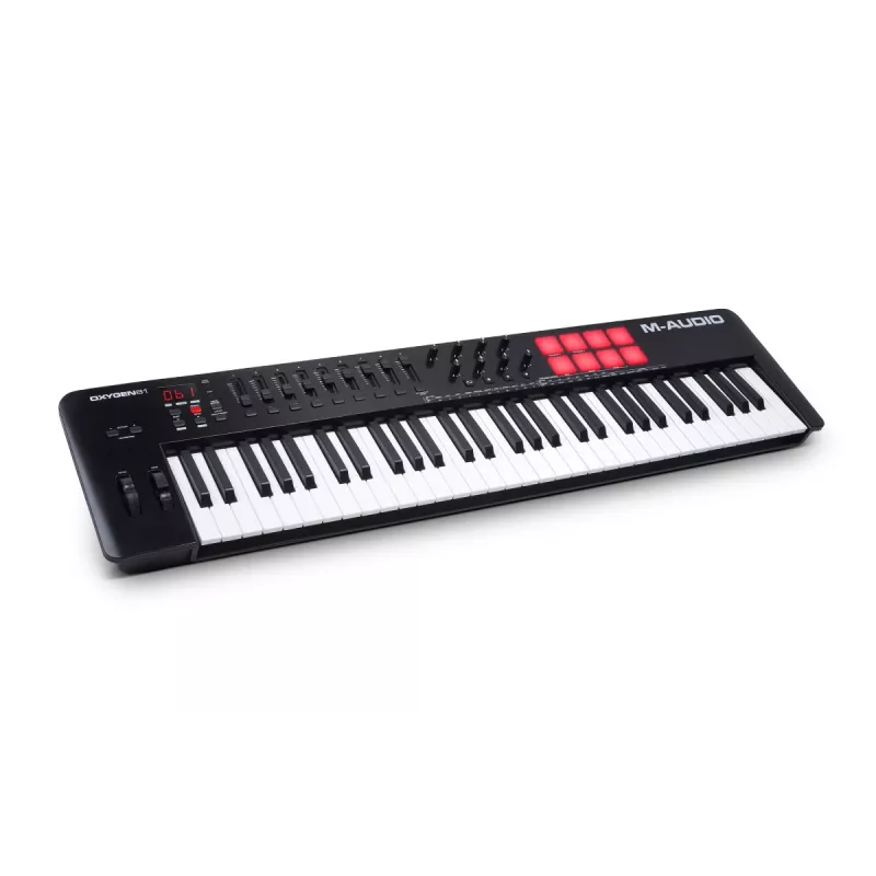 Teclado MIDI M-Audio Oxygen 61 MKV – Controlador USB de 61 teclas con 16 pads, 8 mandos giratorios, pantalla, pitch bend (negro)