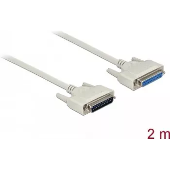 Cable serie DELOCK 83207, D-Sub 25 pines a D-Sub 25 pines, beige, 2 m