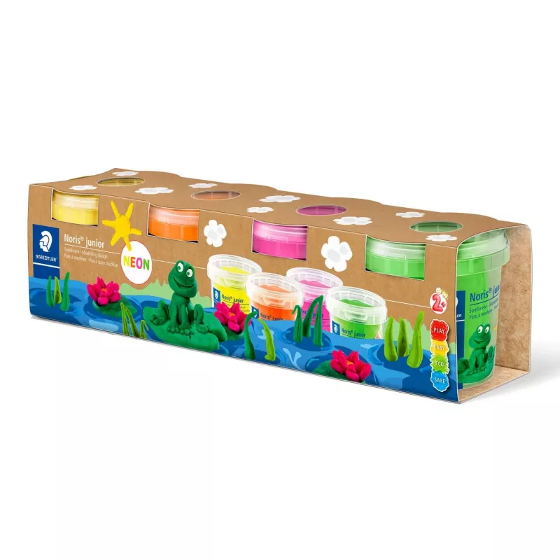 Pasta de modelar Staedtler 813F SLE — colores neón verde, naranja, rosa, amarillo, 1 unidad
