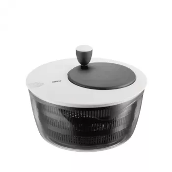 Centrifugadora de ensaladas GEFU Rotare con manivela, capacidad 3 L, carcasa de plástico, negro/blanco, apta para lavavajillas