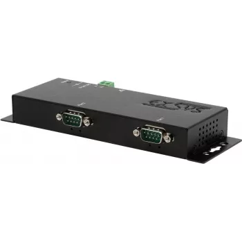 Servidor de dispositivos serie Exsys EX-6122-2POE — Ethernet a 2×RS-232/422/485 con PoE y fuente de alimentación 12V/3A