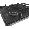 Placa de gas integrable Gorenje GW641EXB, 4 zonas de gas, negra, 60 cm, control por mando giratorio, rejillas de hierro fundido