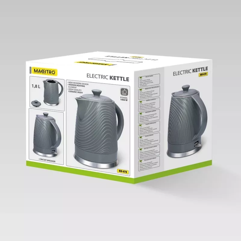 Hervidor de agua Maestro MR-078, capacidad 1,8 L, gris