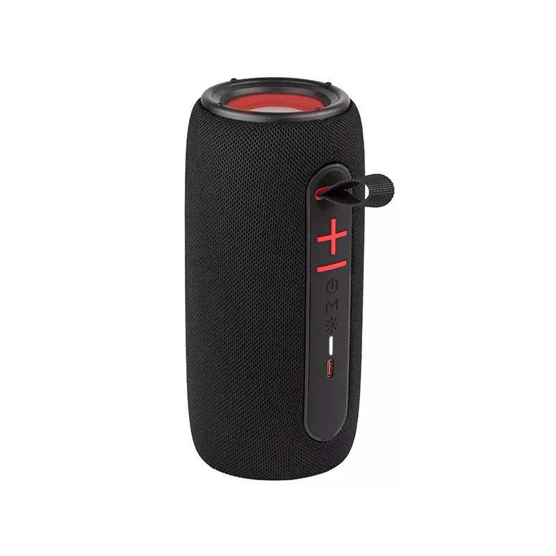 Altavoz portátil estéreo TRACER Stripe negro — 10 W RMS, Bluetooth/cableado, USB-A y USB-C, MicroSD, batería integrada (hasta 5 h)