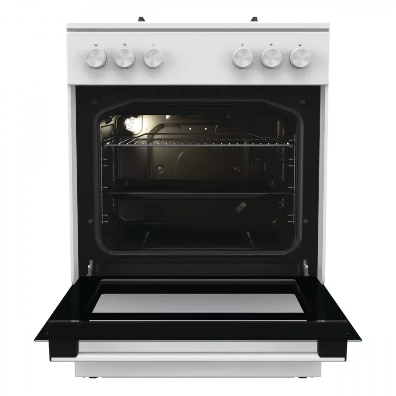 Cocina de gas independiente Gorenje GG6A10WFFM, blanca, encimera de 4 fuegos, horno de gas de 72 L, mandos frontales