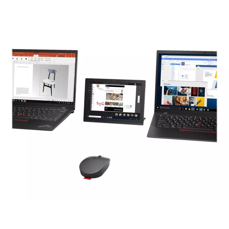 Lenovo Go ratón inalámbrico multidispositivo de oficina ambidiestro RF inalámbrico + Bluetooth + USB Type-A óptico 2400 DPI