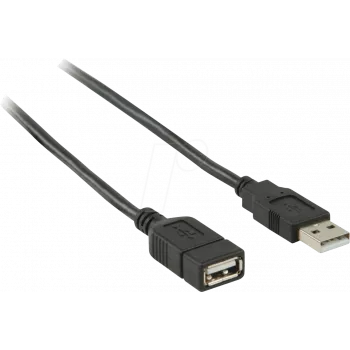 Cable USB Nedis | USB 2.0 | Conector USB-A macho | Conector USB-A hembra - 480 Mbps | niquelado | 2,00 m | Redondo | PVC | Negro | Caja