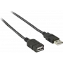Cable USB Nedis | USB 2.0 | Conector USB-A macho | Conector USB-A hembra - 480 Mbps | niquelado | 2,00 m | Redondo | PVC | Negro | Caja