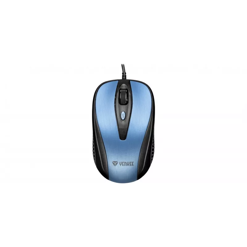 Ratón USB con cable, 4 botones, óptico, simétrico, azul