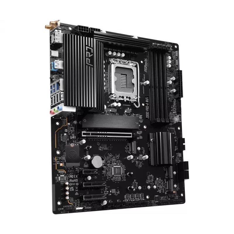 Placa base ASRock Z890 Pro-A WiFi — Intel Z890, LGA 1851, ATX, DDR5, 4x DIMM, 256GB, Wi-Fi 6E, 2.5Gb LAN