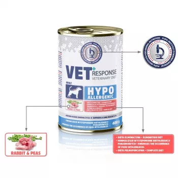 VET RESPONSE Hipoalergénico Conejo - Comida húmeda para perros - 400 g